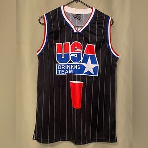 Official USA Drinking Dream Team  Basketball Jersey America #1 Tank Top Adult L